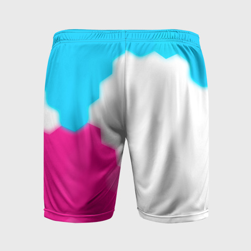 Мужские шорты спортивные с принтом Mini neon gradient style по-вертикали, вид сзади #1
