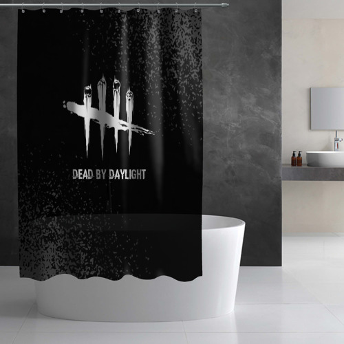 Штора 3D для ванной Dead by Daylight glitch на темном фоне - фото 2