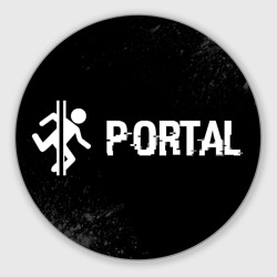 Круглый коврик для мышки Portal glitch на темном фоне по-горизонтали