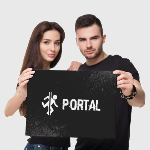 Холст прямоугольный Portal glitch на темном фоне по-горизонтали, цвет 3D печать - фото 5