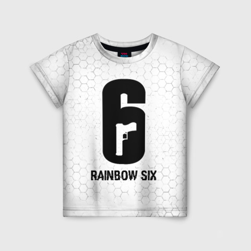 Детская футболка с принтом Rainbow Six glitch на светлом фоне, вид спереди №1
