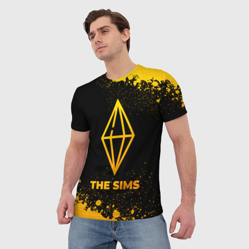 Мужская футболка 3D The Sims - gold gradient, цвет 3D печать - фото 3