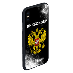 Чехол для iPhone XS Max матовый Кикбоксер из России и герб РФ - фото 2