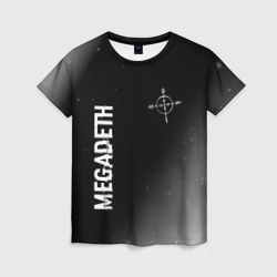 Женская футболка 3D Megadeth glitch на темном фоне вертикально