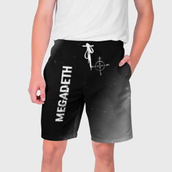 Мужские шорты 3D Megadeth glitch на темном фоне вертикально
