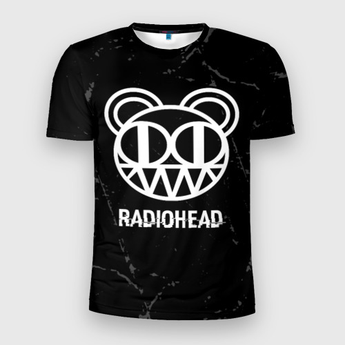 Мужская футболка 3D Slim Radiohead glitch на темном фоне, цвет 3D печать