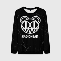 Мужской свитшот 3D Radiohead glitch на темном фоне