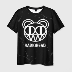 Мужская футболка 3D Radiohead glitch на темном фоне