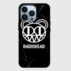 Чехол для iPhone 13 Pro Radiohead glitch на темном фоне