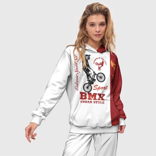 Женский костюм с толстовкой 3D BMX urban style, цвет белый - фото 3