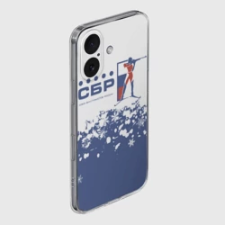 Чехол для iPhone 16 силиконовый с защитой камеры СБР - Союз Биатлонистов России - фото 2