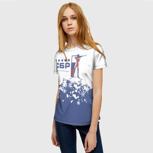 Женская футболка 3D СБР - Союз Биатлонистов России, цвет 3D печать - фото 3