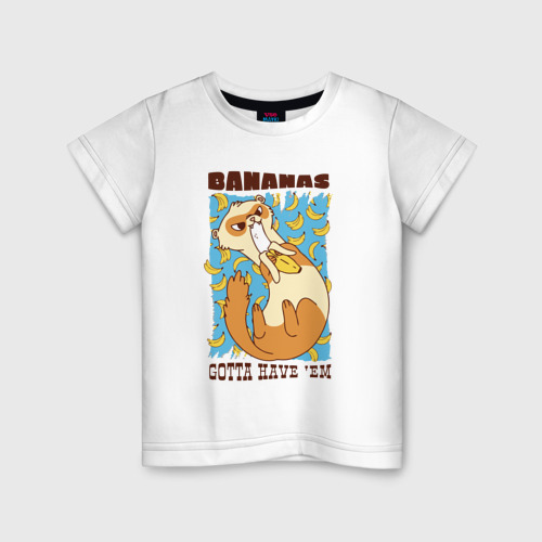 Детская футболка из хлопка с принтом Bananas gotta have em, вид спереди №1