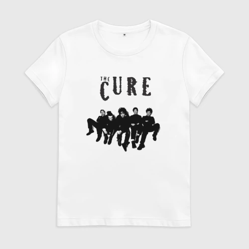 Женская футболка хлопок с принтом The Cure - A Band, вид спереди #2