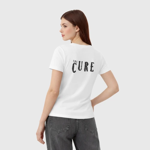 Женская футболка хлопок с принтом The Cure - A Band, вид сзади #2