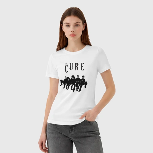 Женская футболка хлопок с принтом The Cure - A Band, фото на моделе #1