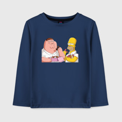 Детский лонгслив хлопок Питер и Гомер едят пончики