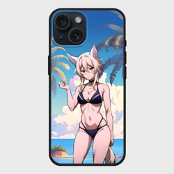 Чехол силиконовый для Apple iPhone 15 матовый Дзета в купальнике