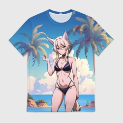 Мужская футболка 3D Дзета в купальнике