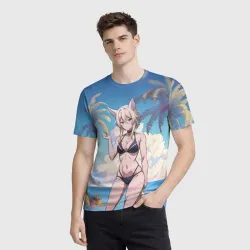 Мужская футболка 3D Дзета в купальнике - фото 2