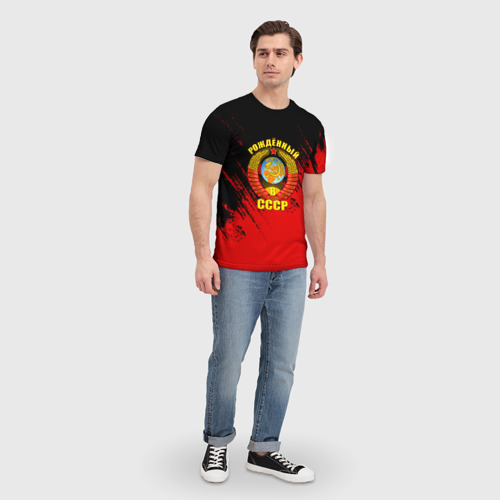 Мужская футболка 3D с принтом Рождённый в СССР брызги красок, вид сбоку #3