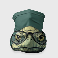 Бандана-труба 3D Черепаха в очках на зеленом фоне