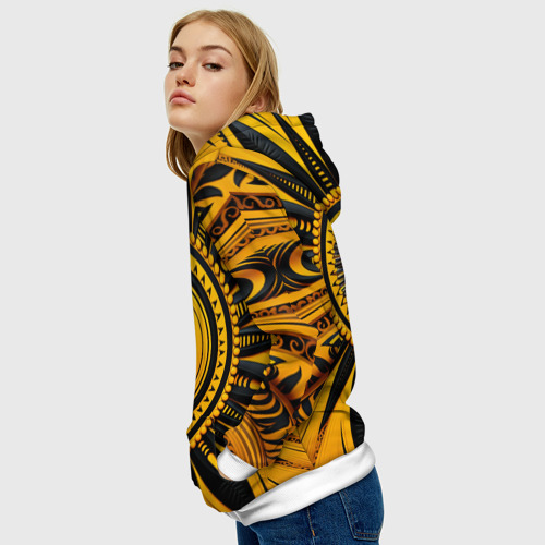 Женская толстовка 3D Желто-черный узор в африканском стиле, цвет 3D печать - фото 5