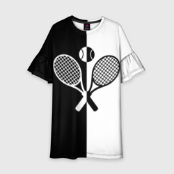 Детское платье 3D Теннис - чёрно белое