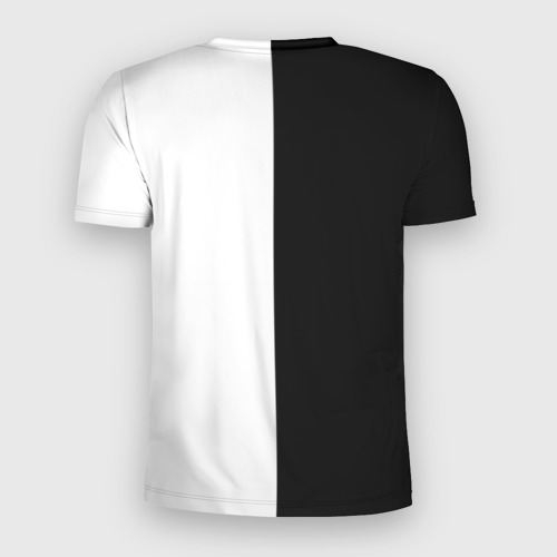 Мужская футболка 3D Slim с принтом Теннис - чёрно белое, вид сзади #1