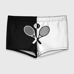 Мужские купальные плавки 3D Теннис - чёрно белое