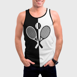 Мужская майка 3D Теннис - чёрно белое - фото 2