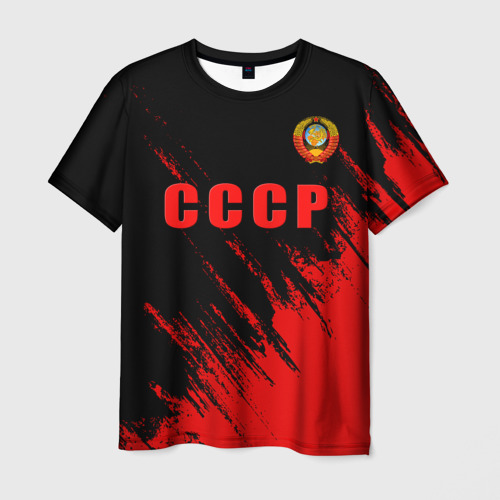 Мужская футболка с принтом СССР герб брызги красок, вид спереди №1