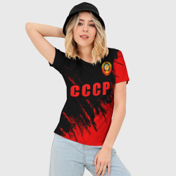 Женская футболка 3D Slim СССР герб брызги красок - фото 2