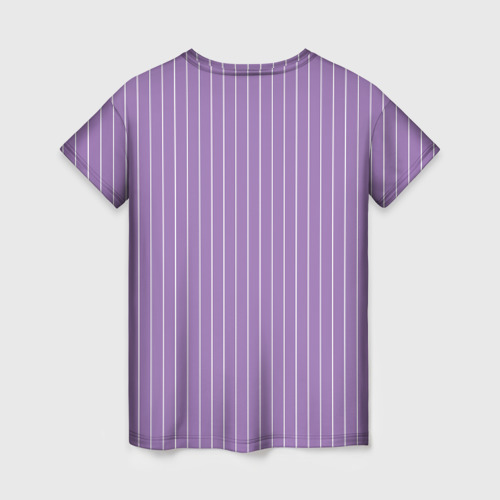 Женская футболка 3D с принтом Приглушённый сиреневый в полоску, вид сзади #1
