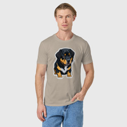 Мужская футболка хлопок Милый щенок ротвейлера - фото 2