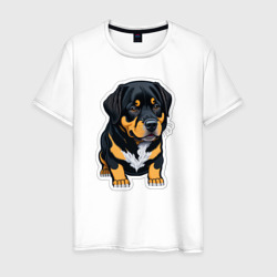 Милый щенок ротвейлера – Мужская футболка хлопок с принтом купить со скидкой в -20%