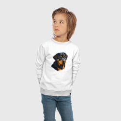 Свитшот с принтом Стикер собаки ротвейлер для ребенка, вид на модели спереди №3. Цвет основы: белый