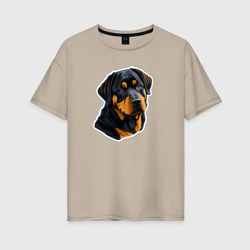 Женская футболка хлопок Oversize Стикер собаки ротвейлер