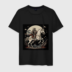 Рыцарь на коне под луной  – Мужская футболка хлопок с принтом купить со скидкой в -20%