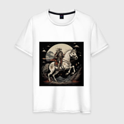 Мужская футболка хлопок Рыцарь на коне под луной 