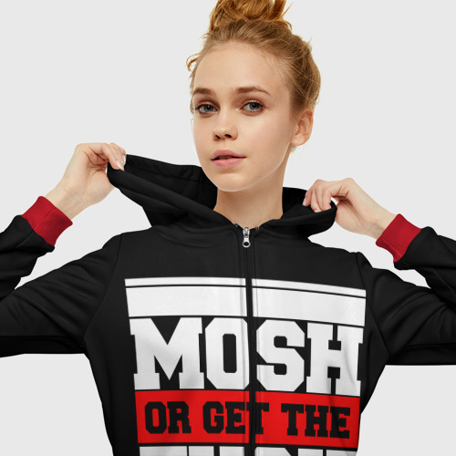 Женская толстовка 3D на молнии Mosh or get out, цвет красный - фото 5