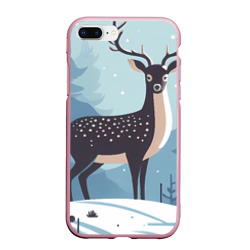 Чехол для iPhone 7Plus/8 Plus матовый Зимняя сказка олень в лесу