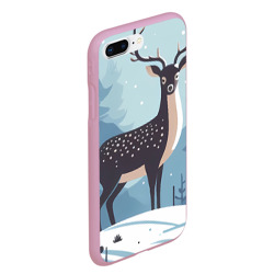 Чехол для iPhone 7Plus/8 Plus матовый Зимняя сказка олень в лесу - фото 2
