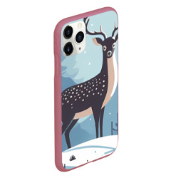 Чехол для iPhone 11 Pro матовый Зимняя сказка олень в лесу - фото 2