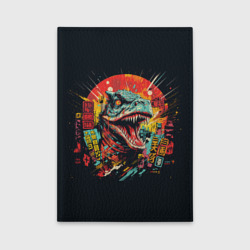 Обложка для автодокументов Динозавр  и китайские иероглифы 
