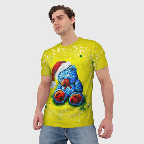 Мужская футболка 3D с принтом Плюшевый Санта Клаус, фото на моделе #1