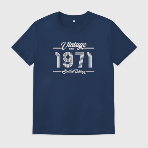 Мужская футболка хлопок с принтом Лимитированный выпуск 1971, вид спереди #2