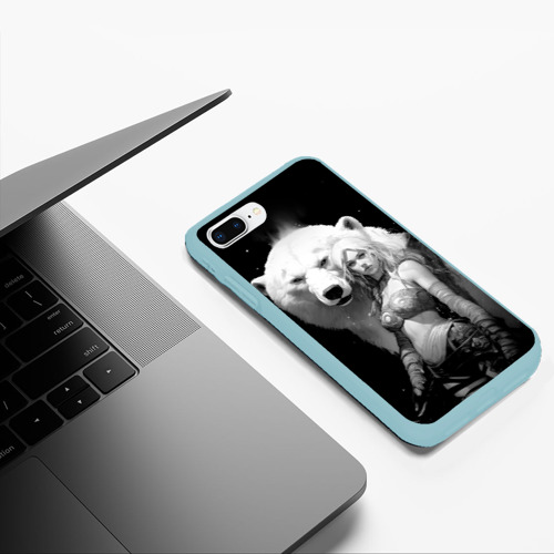 Чехол для iPhone 7Plus/8 Plus матовый с принтом Блондинка с большим белым медведем, фото #5
