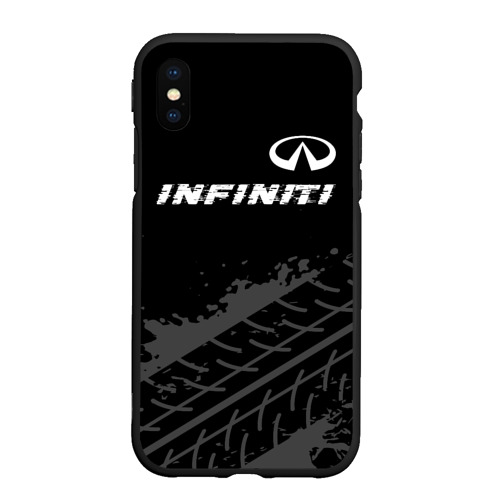 Чехол для iPhone XS Max матовый Infiniti speed на темном фоне со следами шин посередине