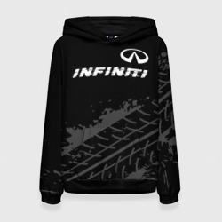 Женская толстовка 3D Infiniti speed на темном фоне со следами шин посередине